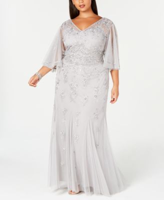 Adrianna Papell Plus Size Beaded Wide ...
